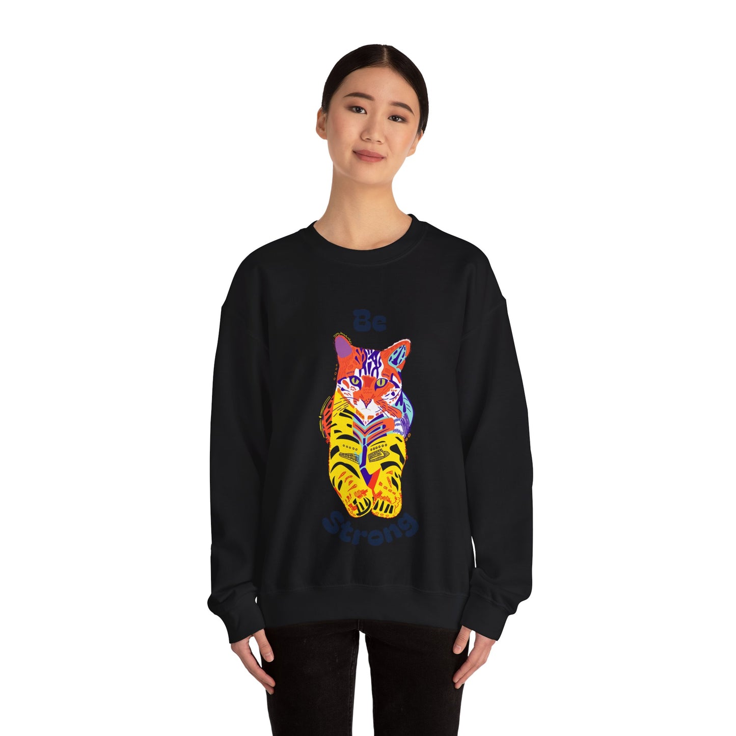 Tiger Cat Be Strong Unisex Heavy Blend™ Crewneck Sweatshirt