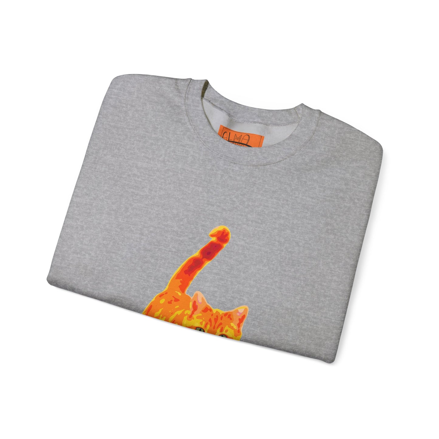 Cat Crewneck Sweatshirt — Orange Tabby Walking Graphic