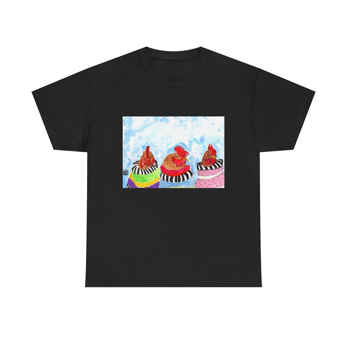 Happy Chickens Unisex Heavy Cotton Tee - Unique Graphic Design for Creative Souls