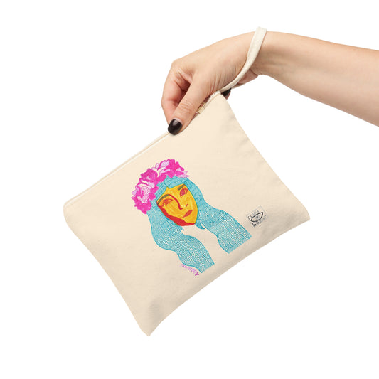 Bohemian Art Zipper Pouch - Colorful Woman with Floral Crown