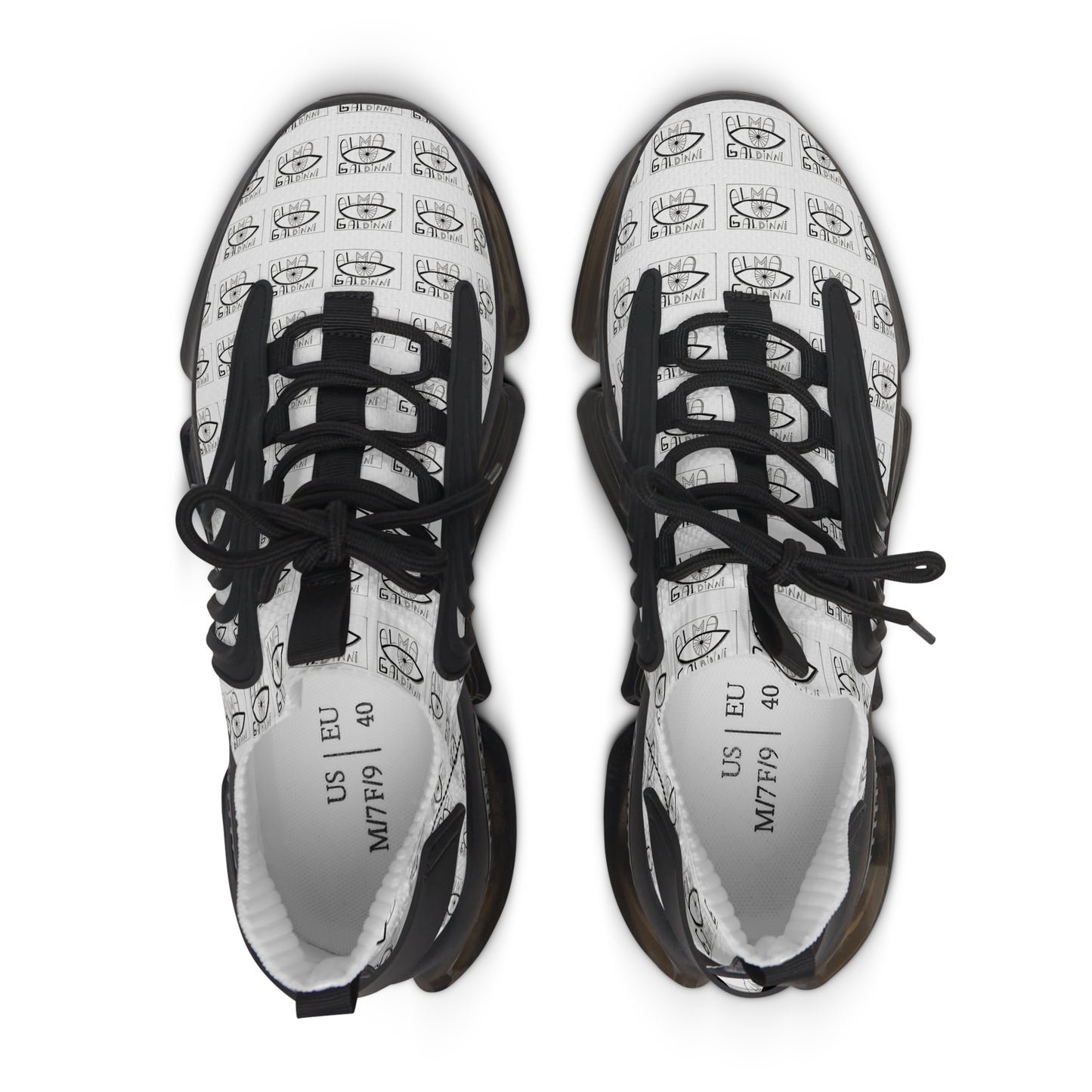 Mesh Sneakers — White Graphic Alma Galdinni logo Pattern Women's Athletic Shoes