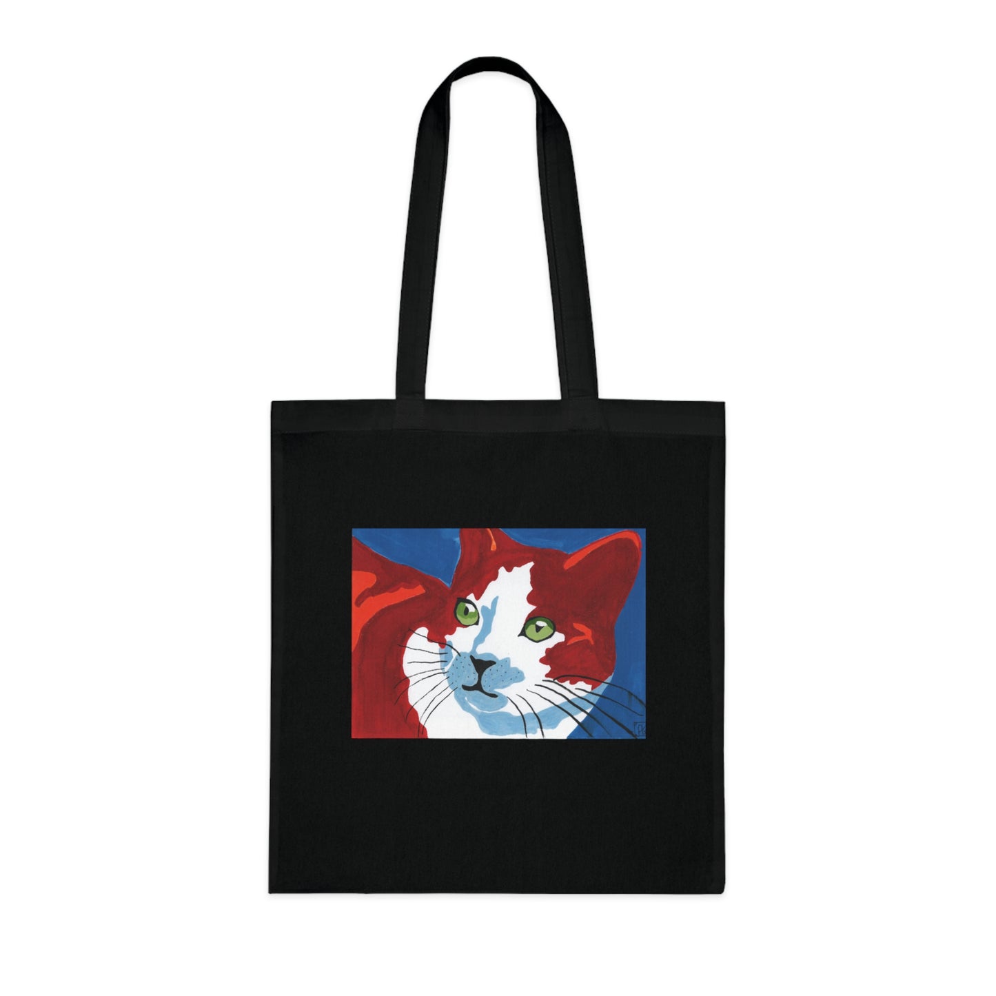 Artistic Cat Cotton Tote Bag - Eco-Friendly Shopper