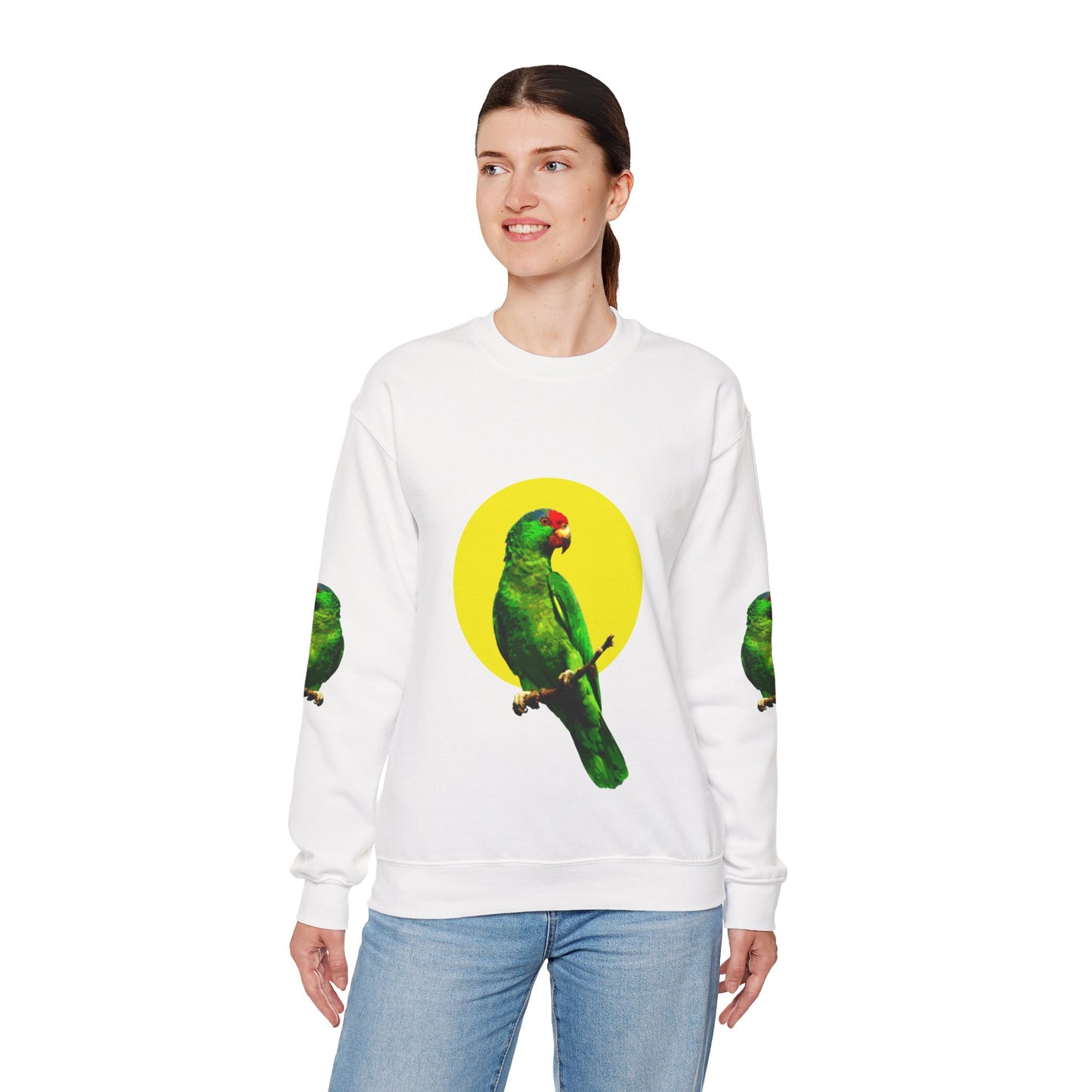 Vibrant Parrot Sweatshirt, Colorful Bird Apparel, Nature Lover Gift, Animal Print Crewneck, Casual Wear, Eco-Friendly Fashion