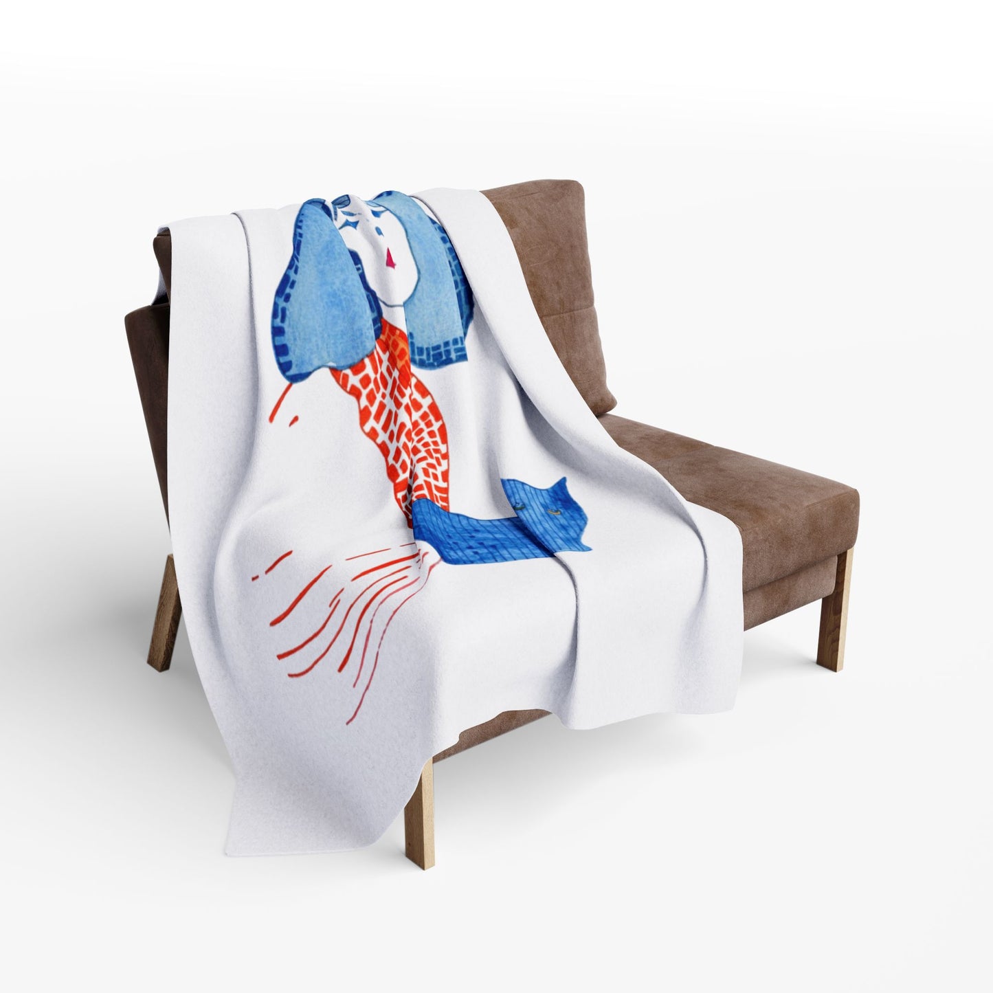 Artistic Cleopatra and cat Arctic Fleece Blanket with Woman and Cat Design