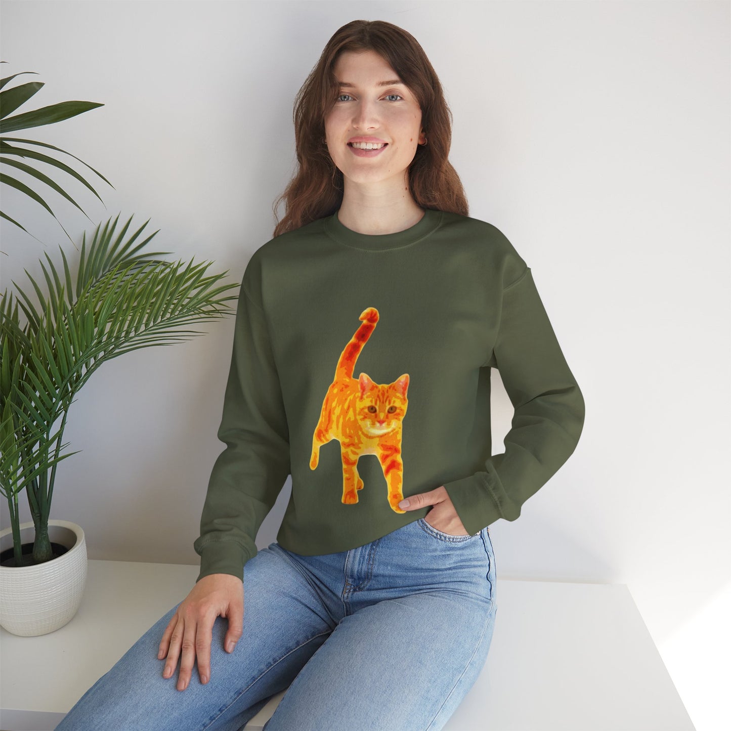 Cat Lover's Cozy Crewneck Sweatshirt - Perfect Gift for Pet Owners, Animal Lovers, Casual Wear, Birthdays, Cat-Themed Apparel