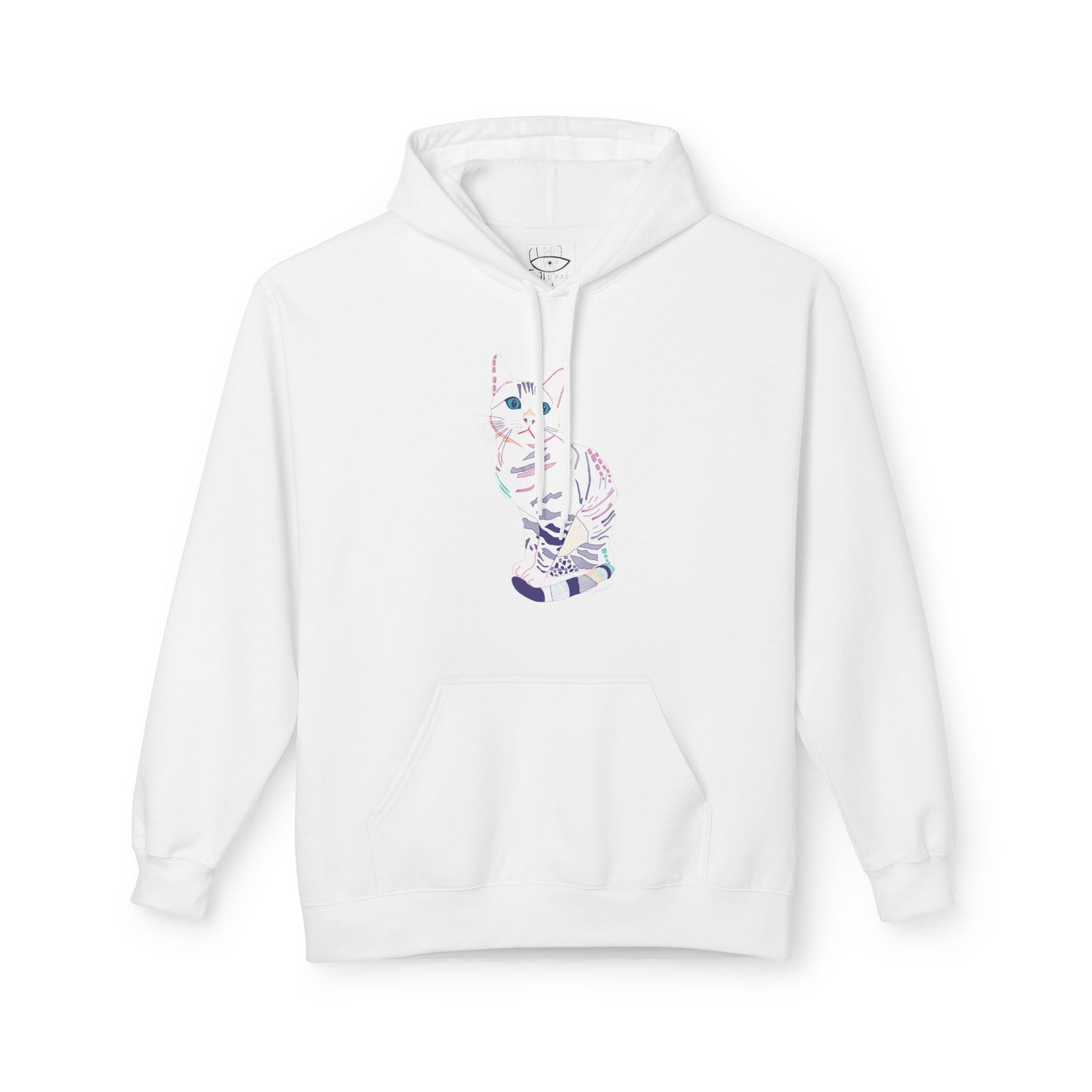 White Cat Hoodie – Pastel Striped Kitten Pullover
