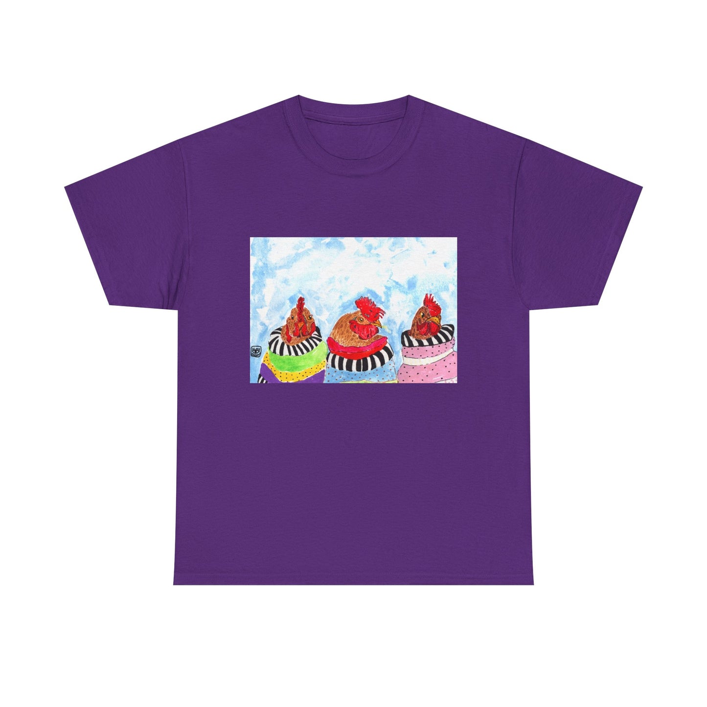 Happy Chickens Unisex Heavy Cotton Tee - Unique Graphic Design for Creative Souls