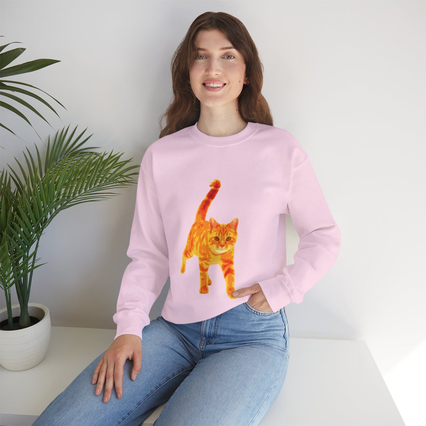 Cat Lover's Cozy Crewneck Sweatshirt - Perfect Gift for Pet Owners, Animal Lovers, Casual Wear, Birthdays, Cat-Themed Apparel
