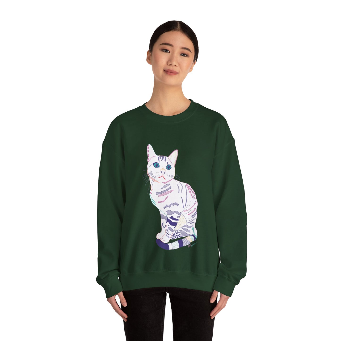 Cat Lover Sweatshirt, Cozy Cat  white Design, Cute Gift for Cat Owners, Unisex Crewneck, Pet Lover Apparel, Perfect for Everyday Comfort