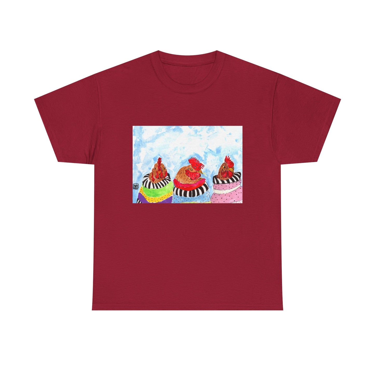 Happy Chickens Unisex Heavy Cotton Tee - Unique Graphic Design for Creative Souls