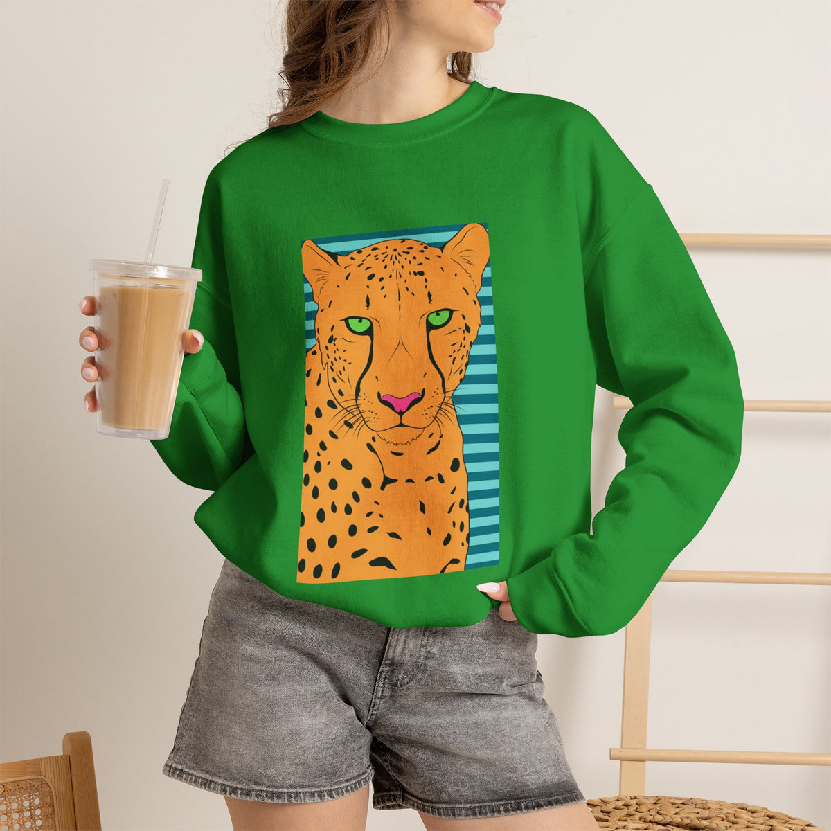 Bright leopard Unisex Heavy Blend™ Crewneck Sweatshirt
