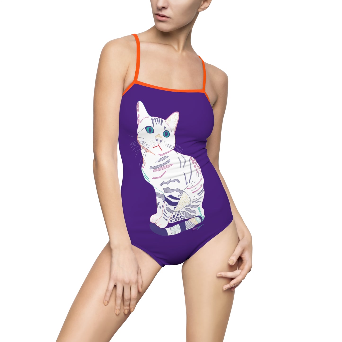 White Cat One-Piece Swimsuit