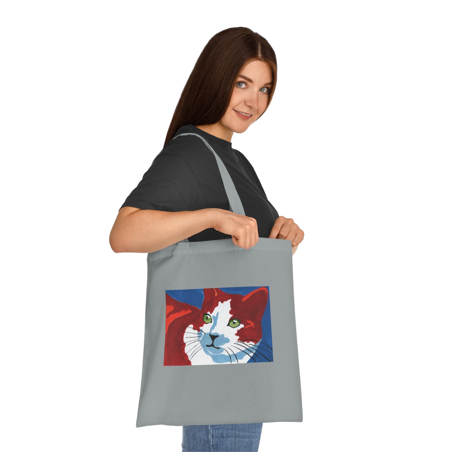Artistic Cat Cotton Tote Bag - Eco-Friendly Shopper