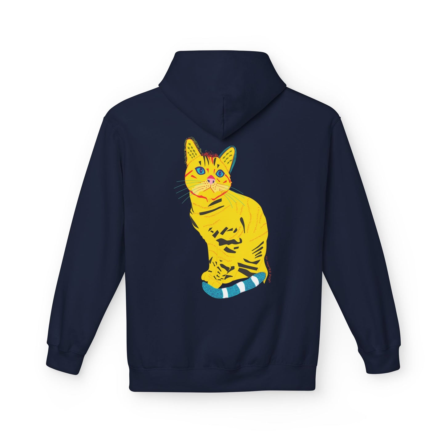 Yellow  Cat Hoodie — Vibrant  Cat Graphic Pullover