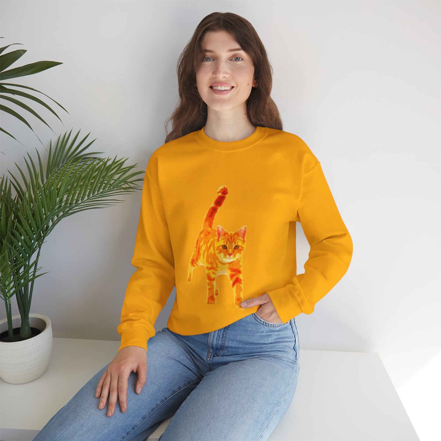 Cat Lover's Cozy Crewneck Sweatshirt - Perfect Gift for Pet Owners, Animal Lovers, Casual Wear, Birthdays, Cat-Themed Apparel