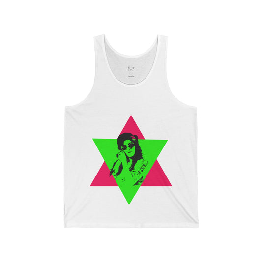 Neon Graphic Unisex Amy Tank Top, Festival Wear, Summer Shirt, Beach Attire, Casual Outing, Vibrant Street Style