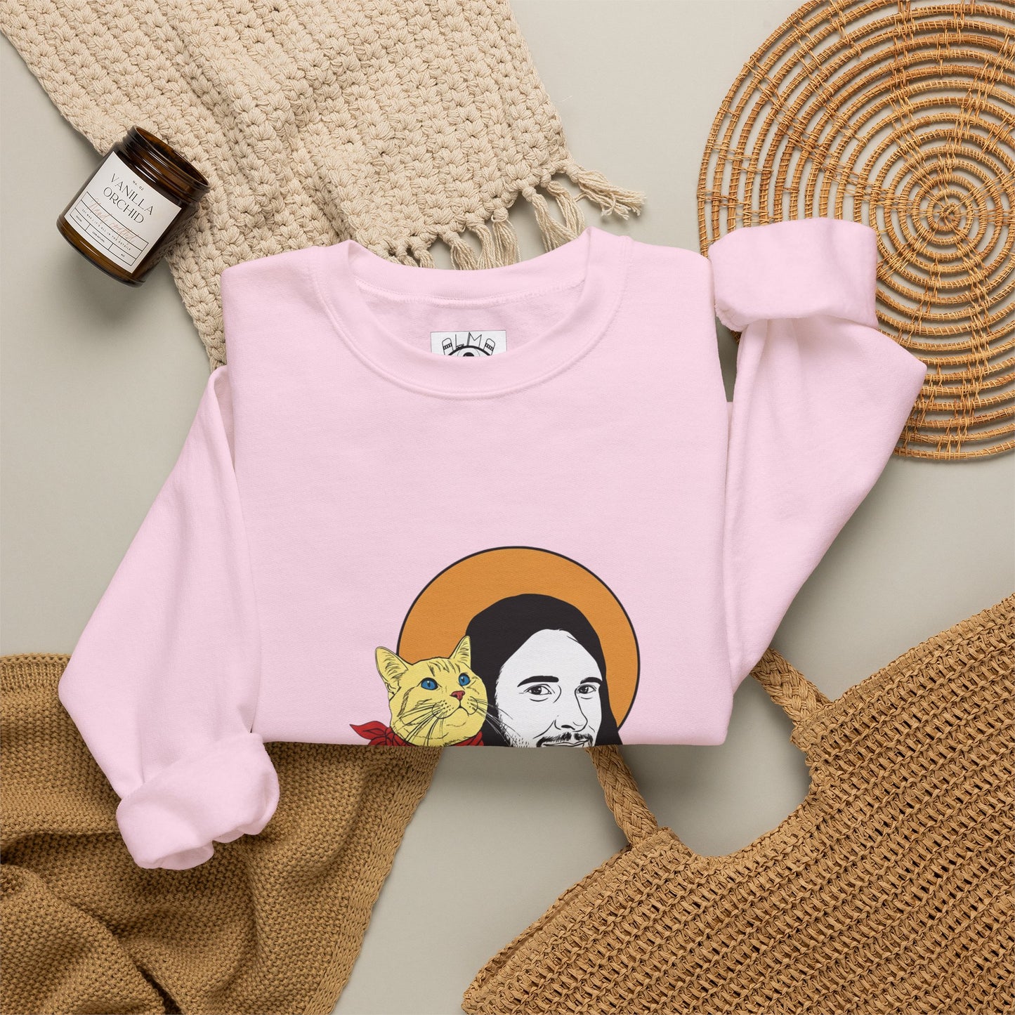 Jesus and cat Unisex Heavy Blend™ Crewneck Sweatshirt