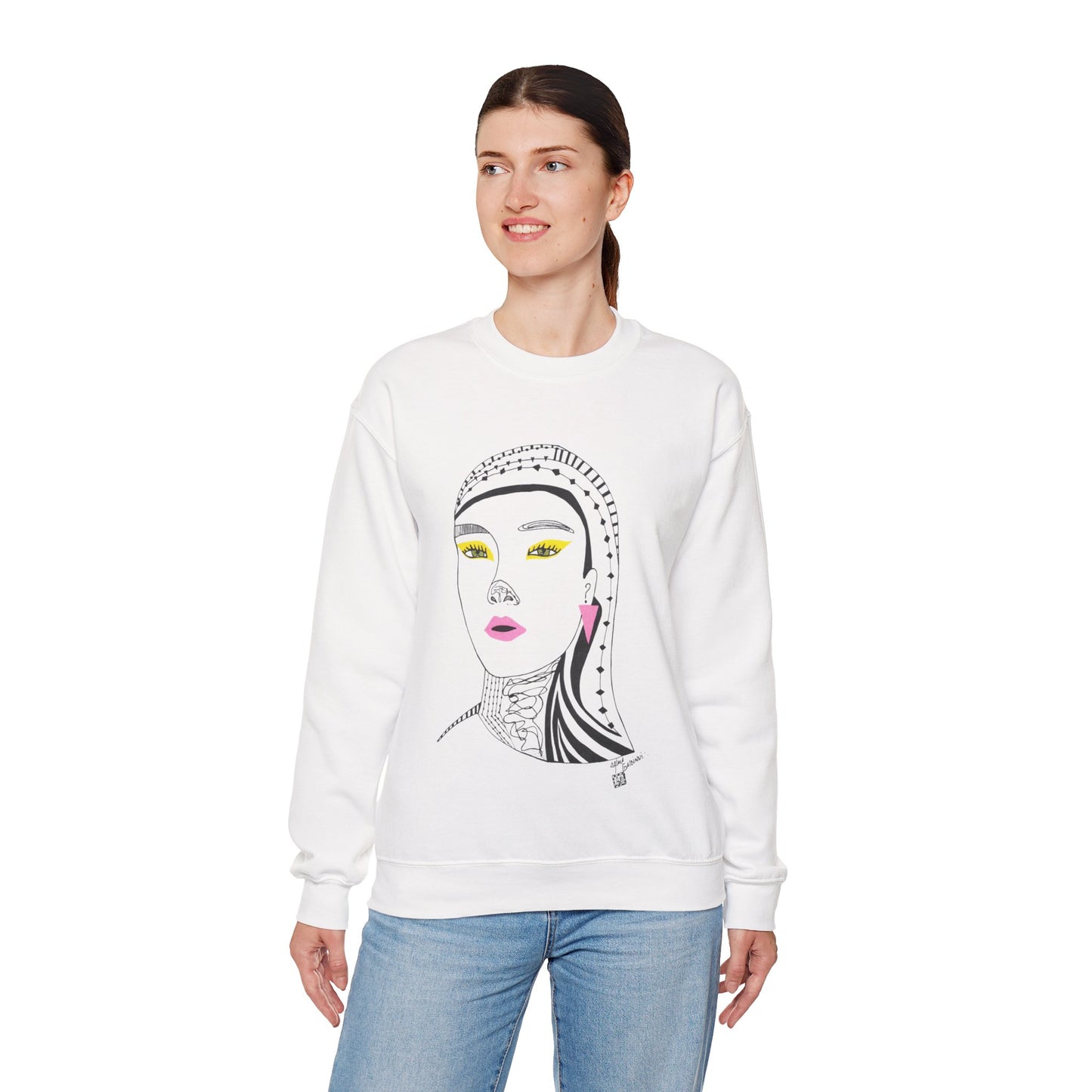 Artistic Unisex Crewneck Sweatshirt with Modern Design, Casual Wear, Gift for Art Lovers, Cozy Fashion, Unique Art Sweatshirt
