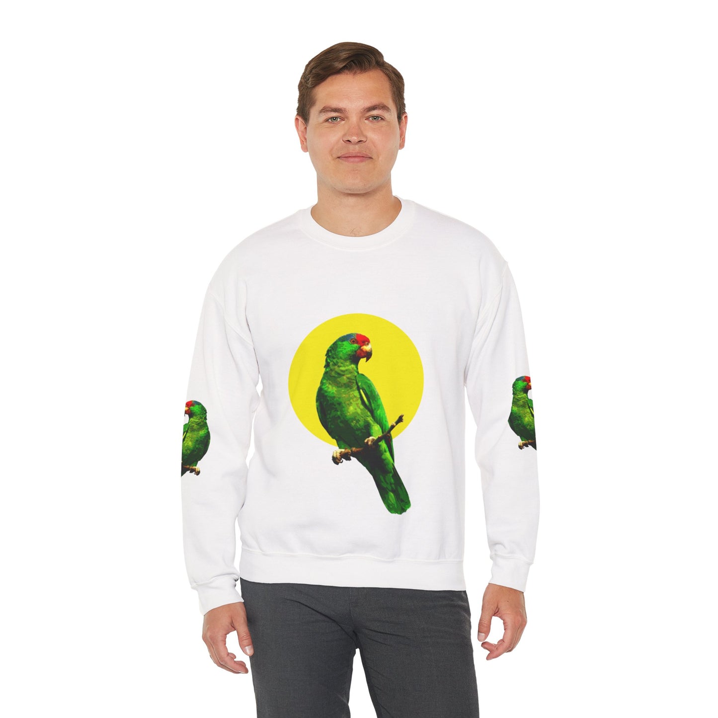 Vibrant Parrot Sweatshirt, Colorful Bird Apparel, Nature Lover Gift, Animal Print Crewneck, Casual Wear, Eco-Friendly Fashion