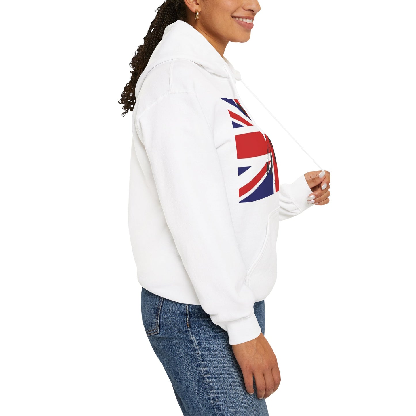 Amy Winehouse Union Jack Retro Hoodie | Vintage British Sweatshirt, Cozy Gift for Music Lovers, Perfect for Festivals and Casual Wear