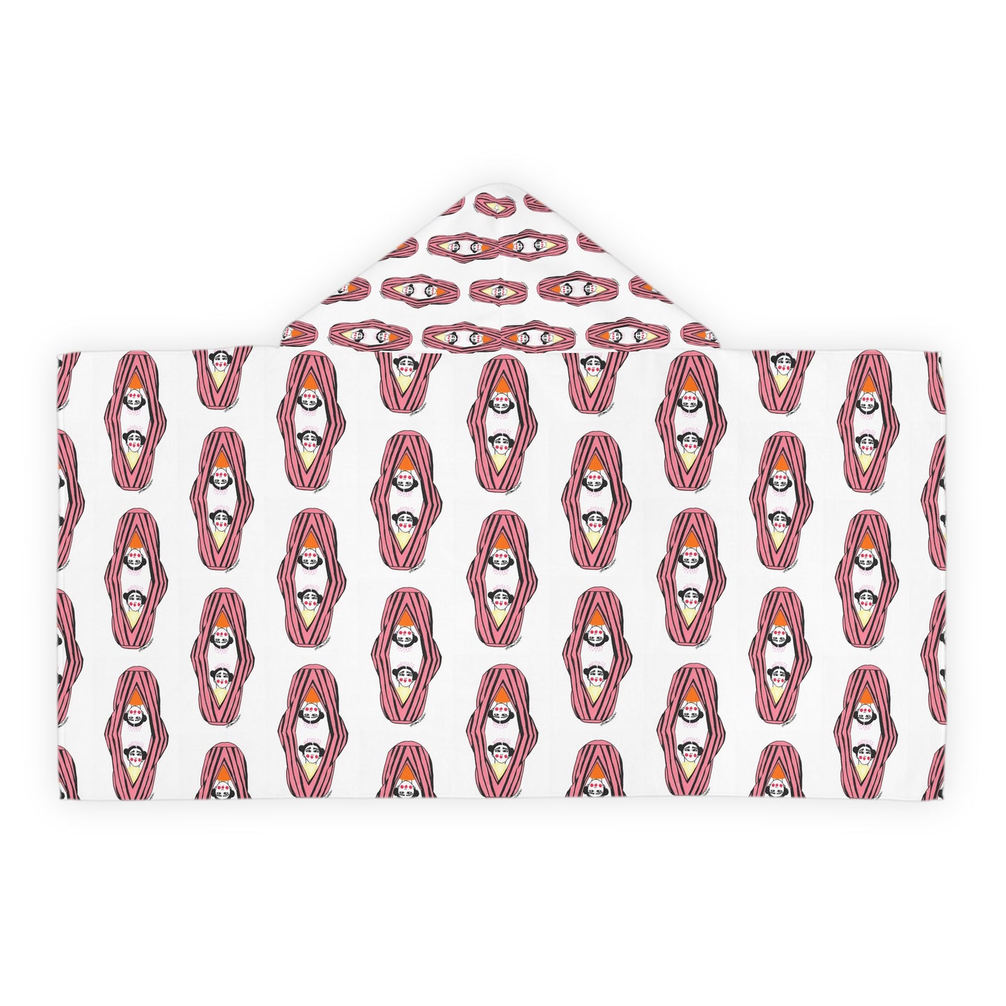 Fridinhas  Pattern Kids Hooded Towel – Pink Seashell Swim Cover-Up for Pool & Beach