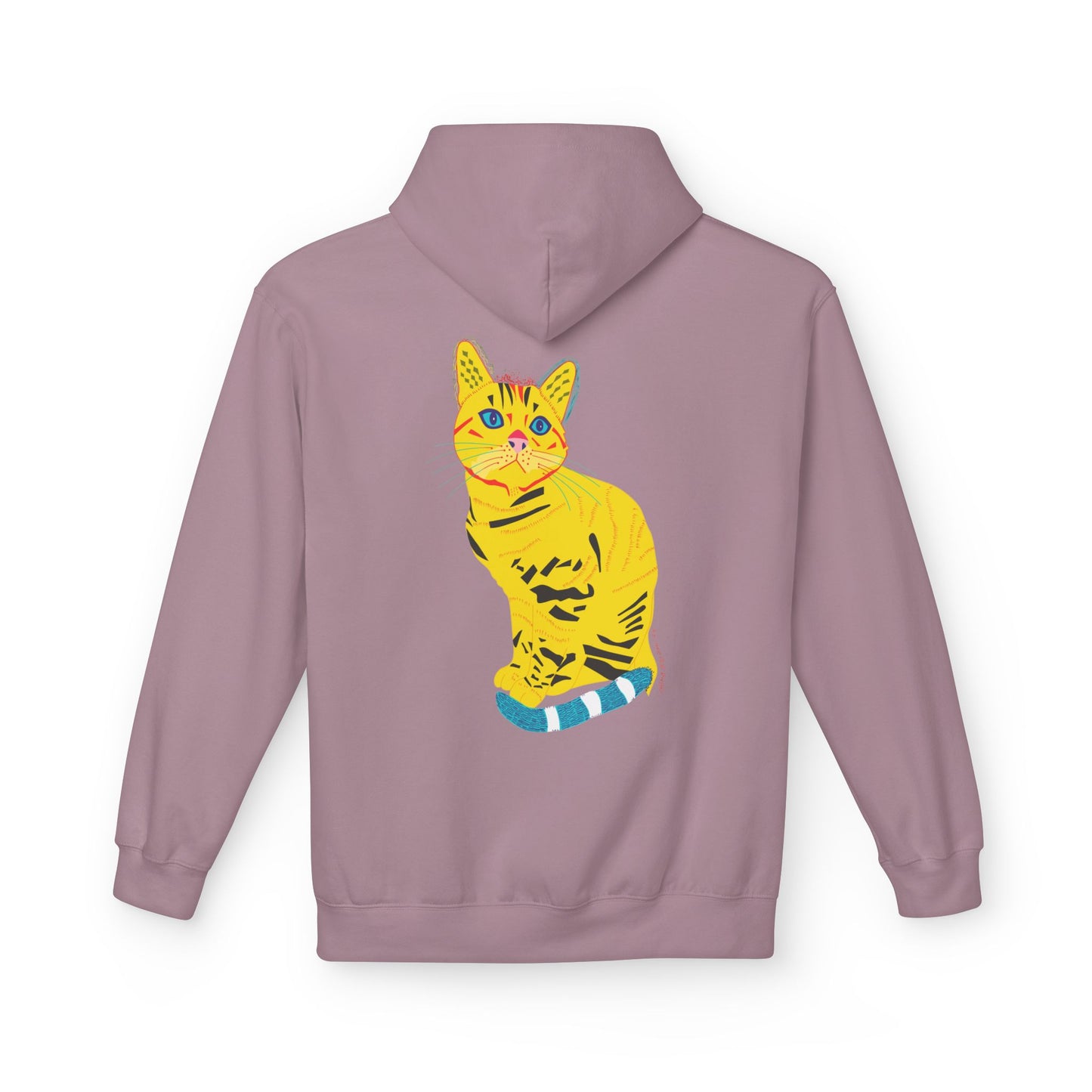 Yellow  Cat Hoodie — Vibrant  Cat Graphic Pullover