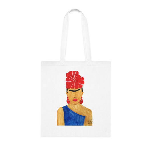 Frida Kahlo Inspired Cotton Tote Bag - Stylish Eco-Friendly Shopper, Beach Bag, Gift for Art Lovers, Everyday Carryall, Floral Handbag