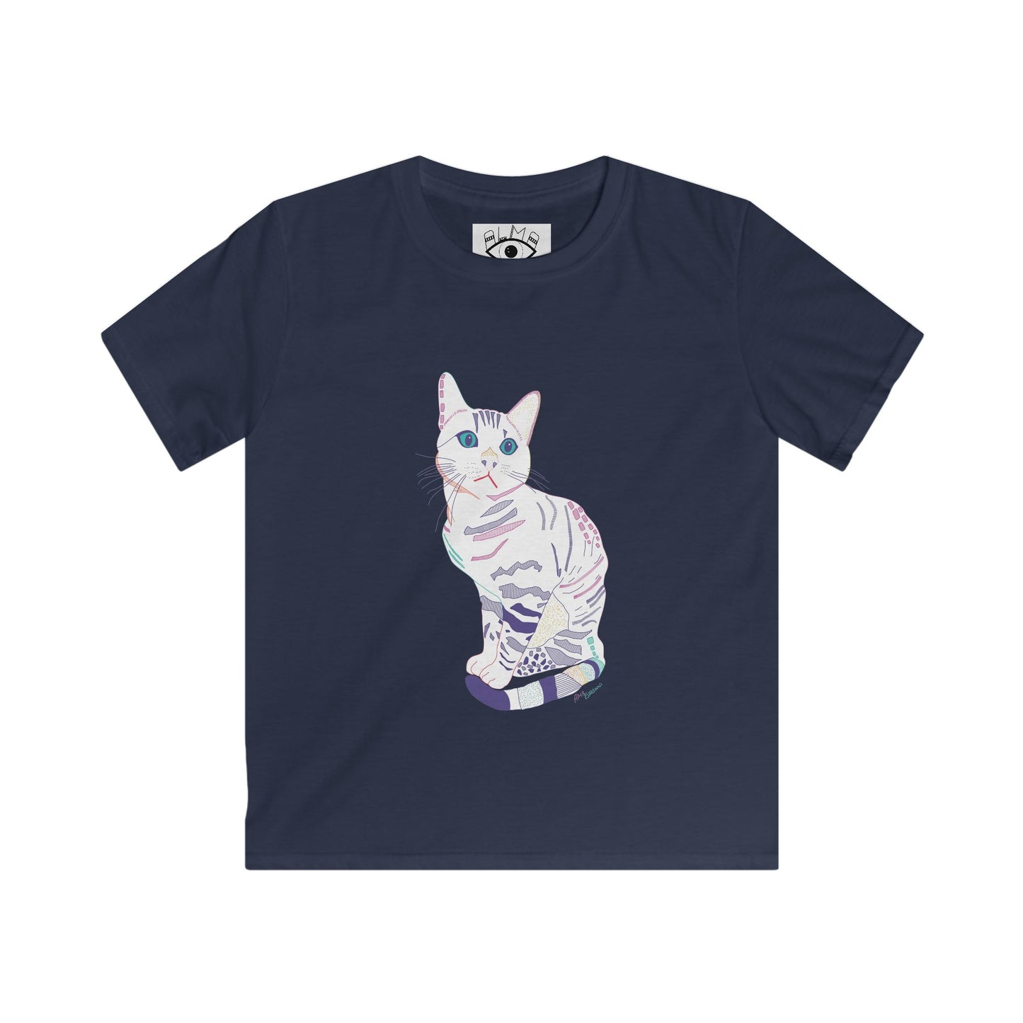 Kids Cat Graphic Tee — Pastel Kitten Illustration T-Shirt for Girls & Boys