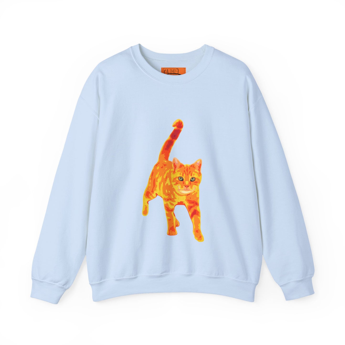Cat Crewneck Sweatshirt — Orange Tabby Walking Graphic
