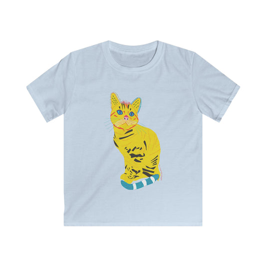 Kids Tee - Colorful Pop Art Yellow Cat Graphic