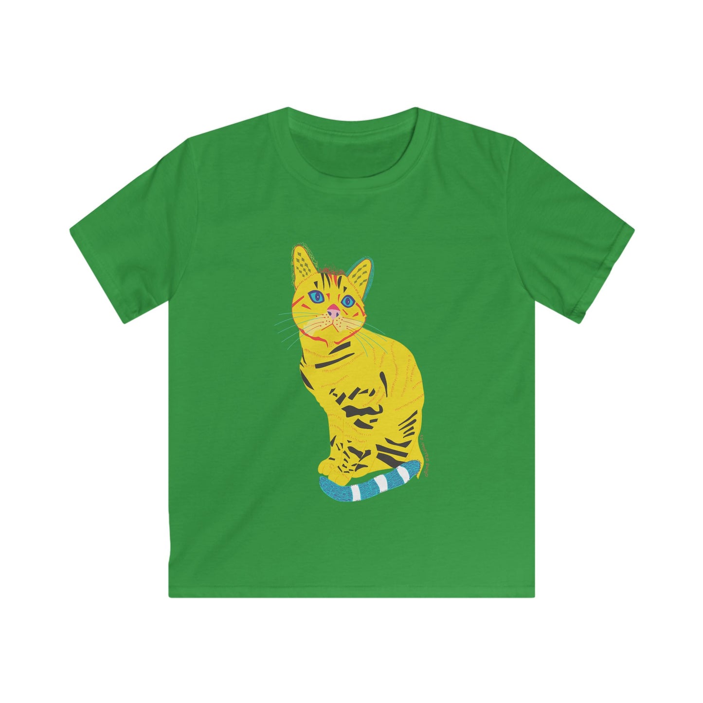 Kids Tee - Colorful Pop Art Yellow Cat Graphic