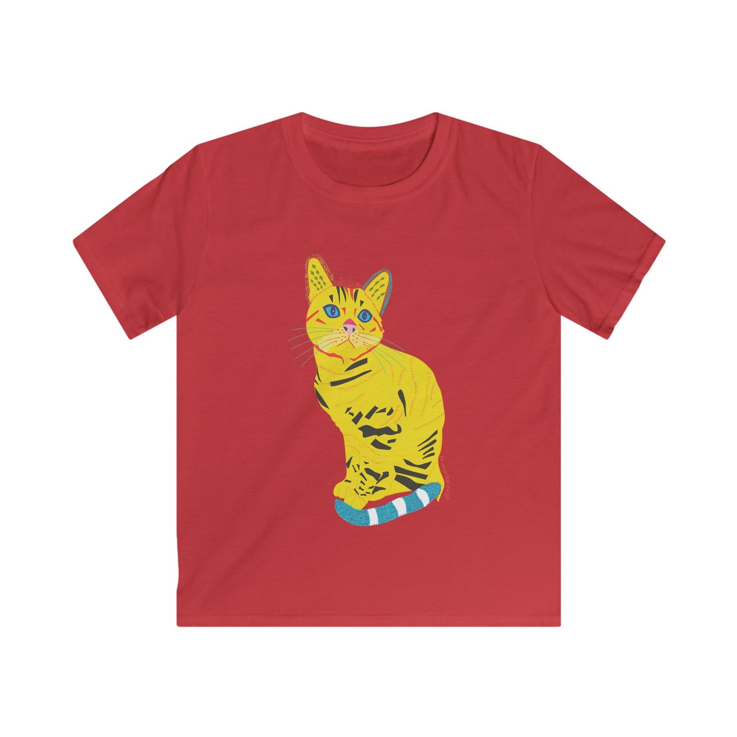 Kids Tee - Colorful Pop Art Yellow Cat Graphic