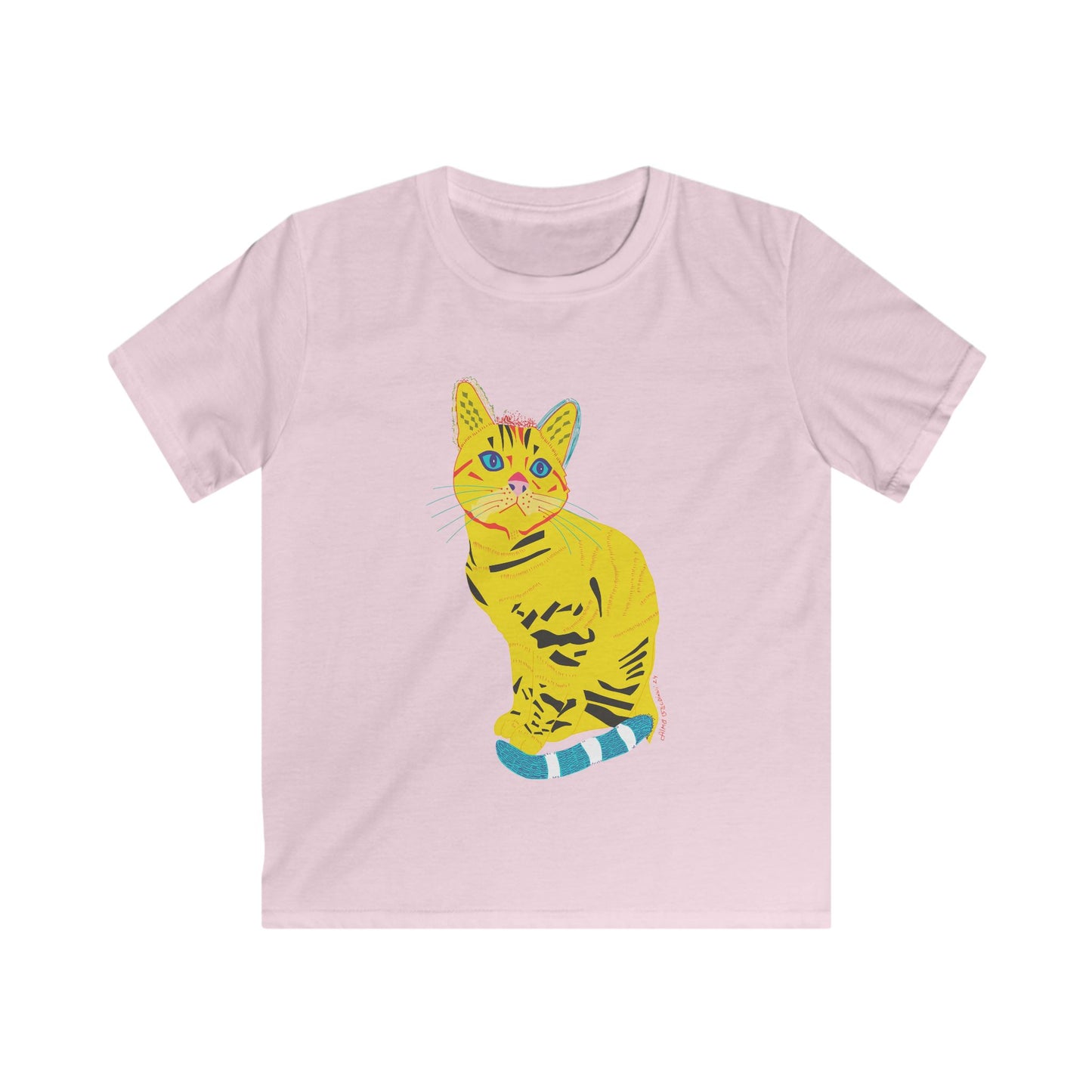 Kids Tee - Colorful Pop Art Yellow Cat Graphic