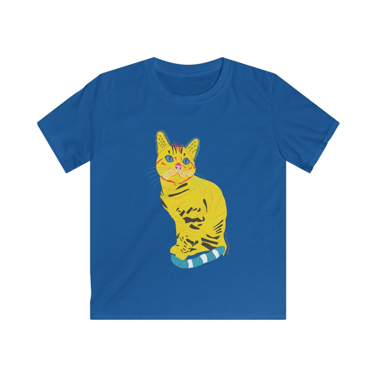 Kids Tee - Colorful Pop Art Yellow Cat Graphic
