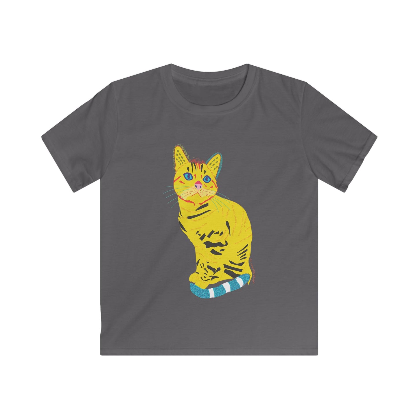 Kids Tee - Colorful Pop Art Yellow Cat Graphic
