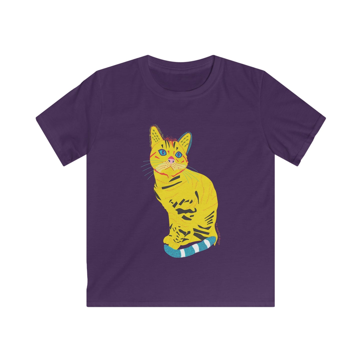 Kids Tee - Colorful Pop Art Yellow Cat Graphic