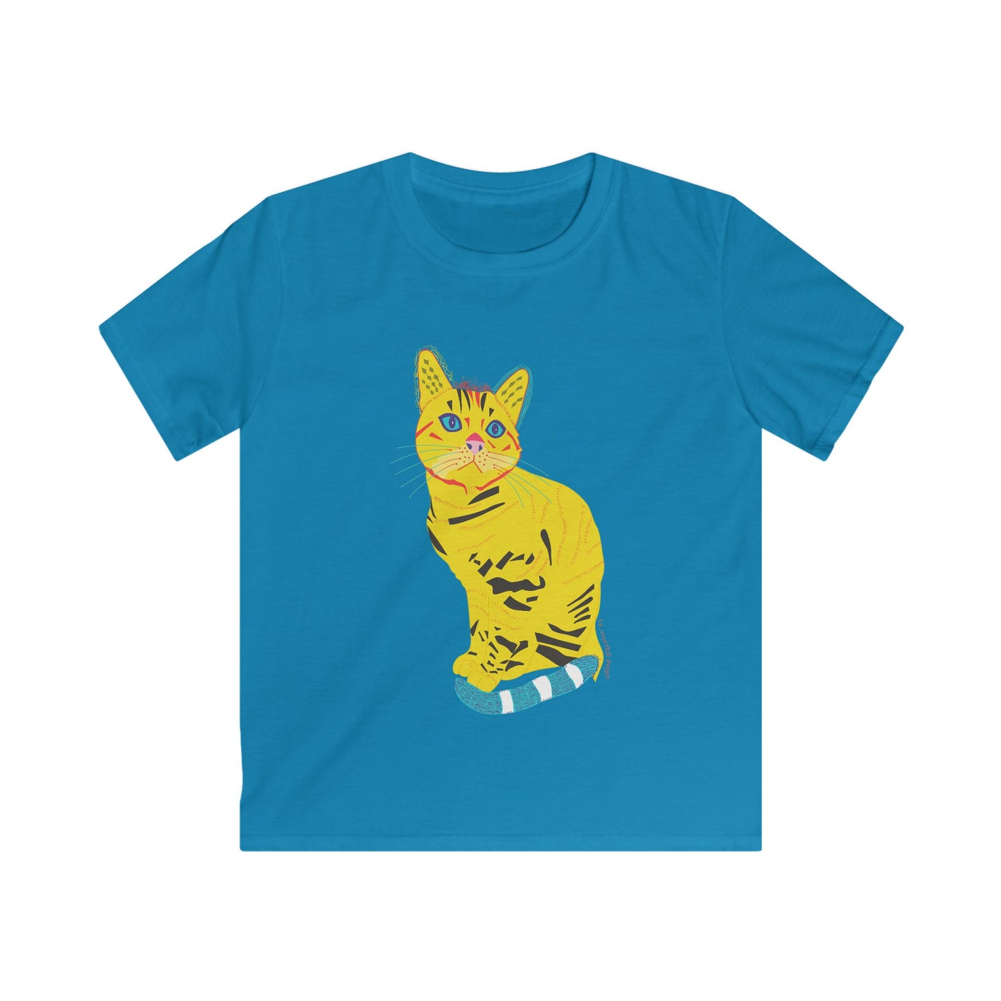 Kids Tee - Colorful Pop Art Yellow Cat Graphic