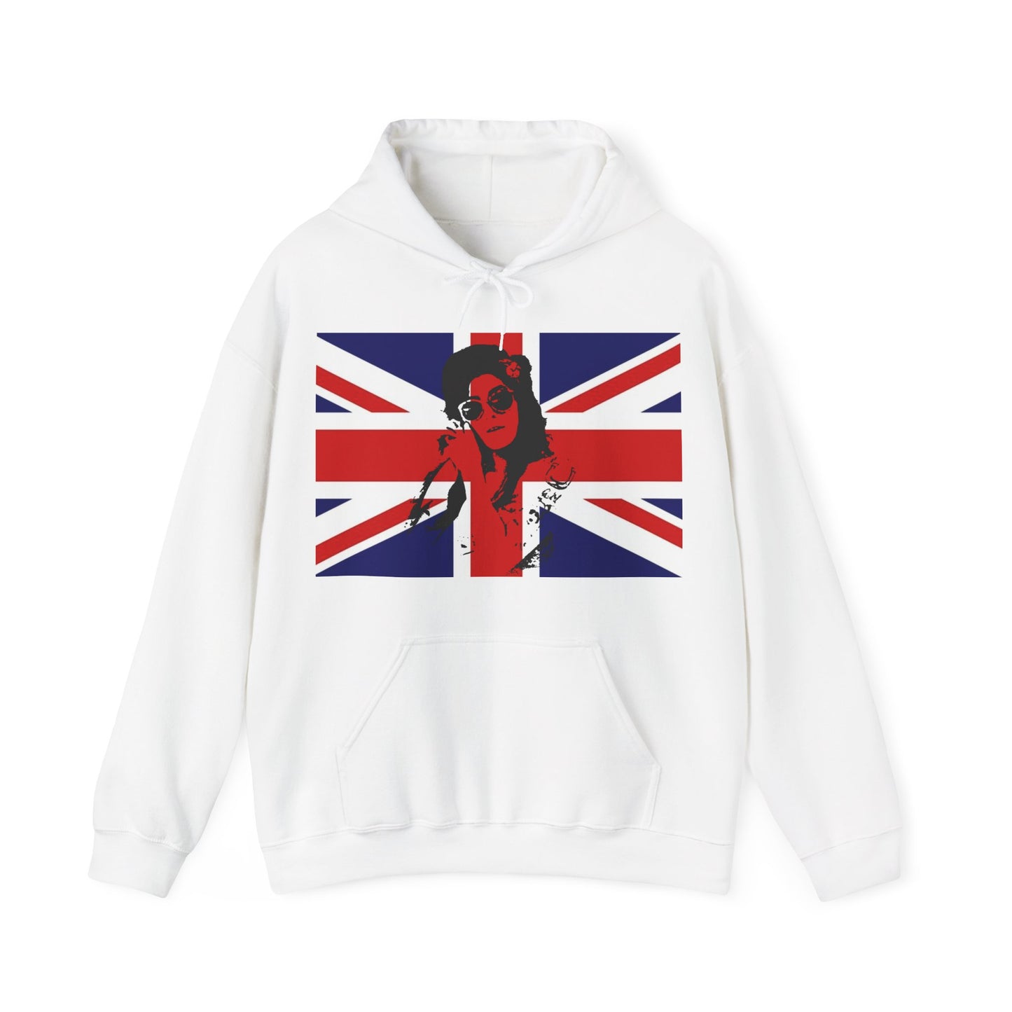 Amy Winehouse Union Jack Retro Hoodie | Vintage British Sweatshirt, Cozy Gift for Music Lovers, Perfect for Festivals and Casual Wear