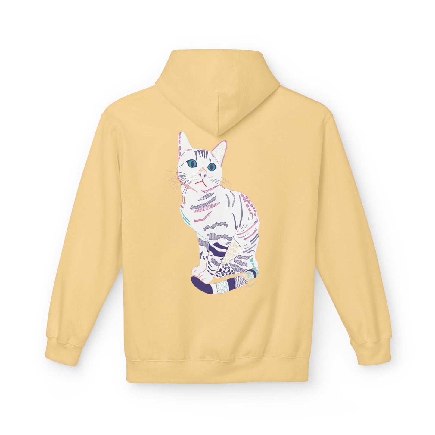 White Cat Hoodie – Pastel Striped Kitten Pullover