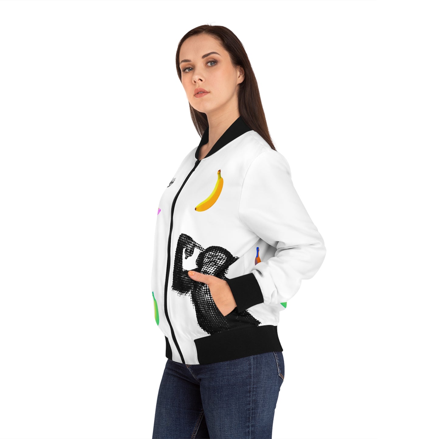 Thinker Monkey Women's Bomber Jacket (AOP)
