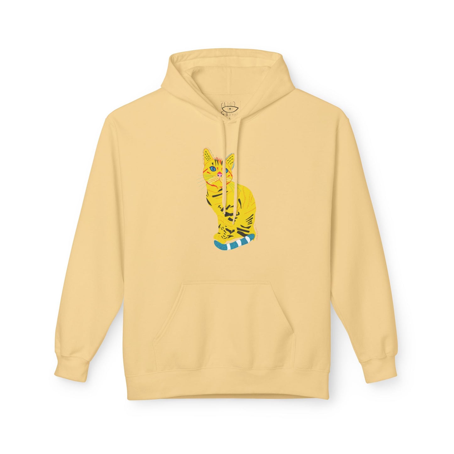 Yellow  Cat Hoodie — Vibrant  Cat Graphic Pullover