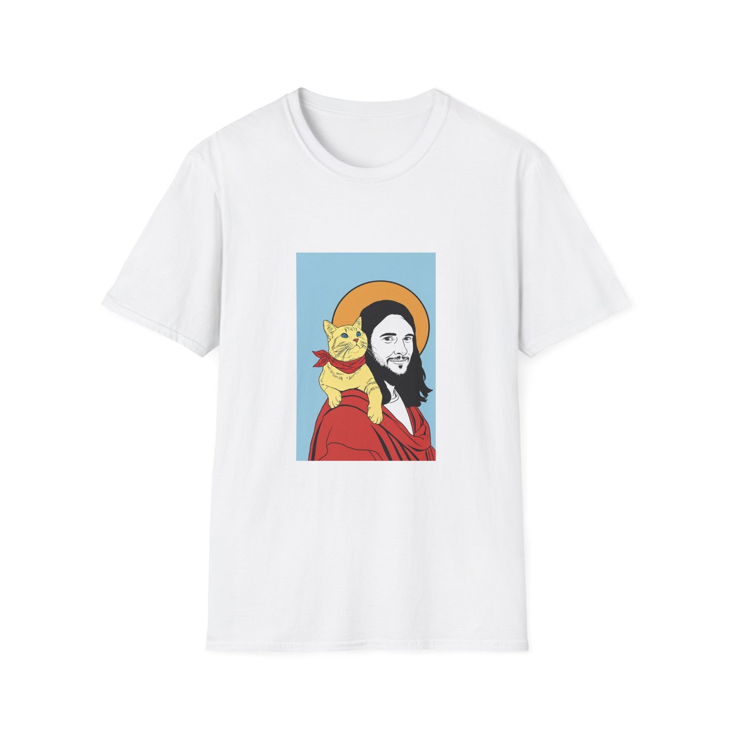 Jesus and his Cat Unisex Softstyle T-Shirt