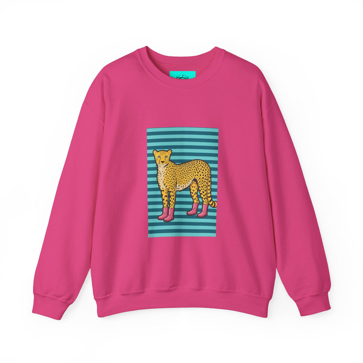 Cheetah in pink boots Unisex Heavy Blend™ Crewneck Sweatshirt
