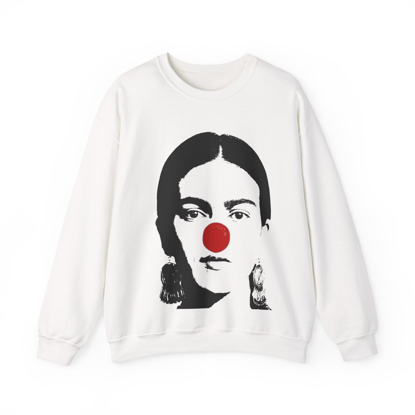 Frida Kahlo Clown Crewneck Sweatshirt, Holiday Sweatshirt, Unisex Sweatshirt, Gift for Art Lovers, Christmas Apparel, Cozy Fashion