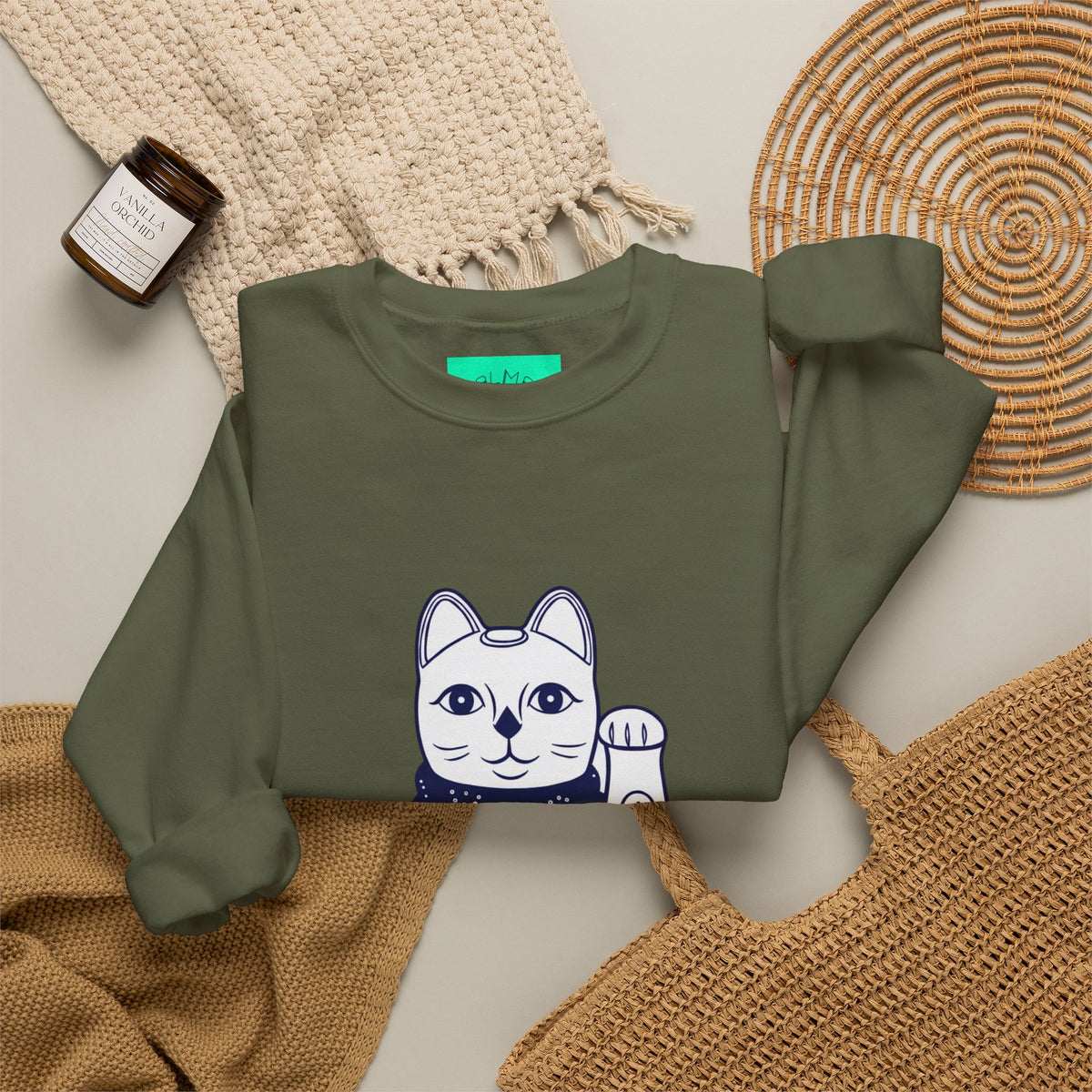 Good Luck Cat Unisex Heavy Blend™ Crewneck Sweatshirt