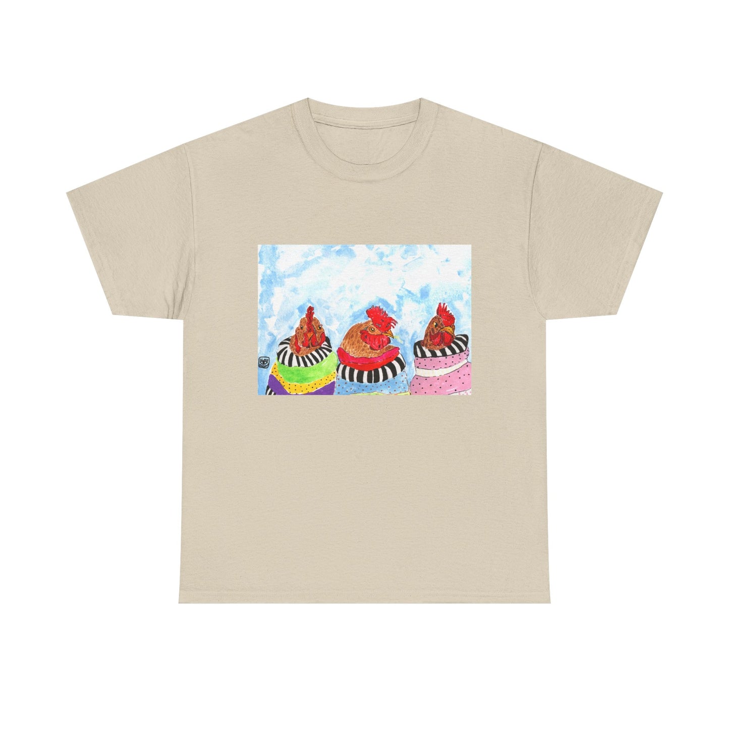Happy Chickens Unisex Heavy Cotton Tee - Unique Graphic Design for Creative Souls