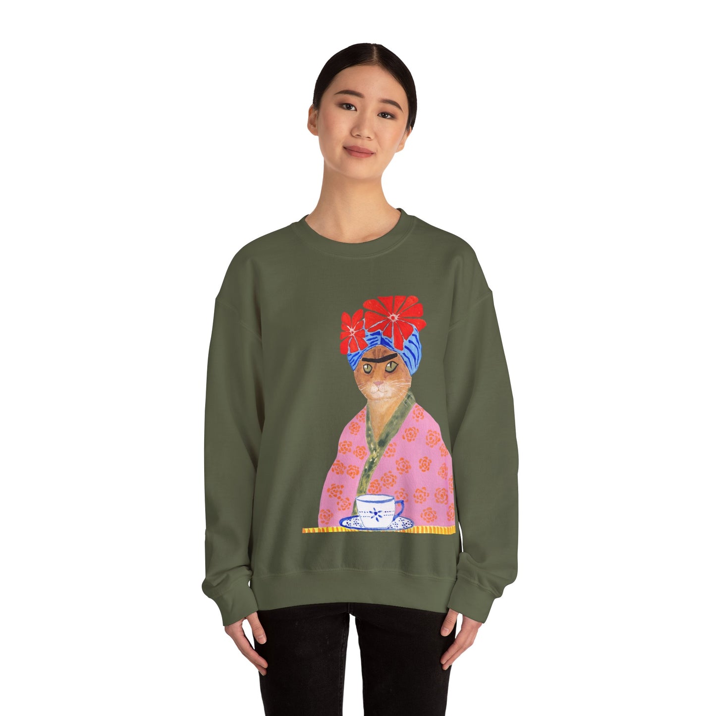 Frida Cat Unisex Heavy Blend™ Crewneck Sweatshirt