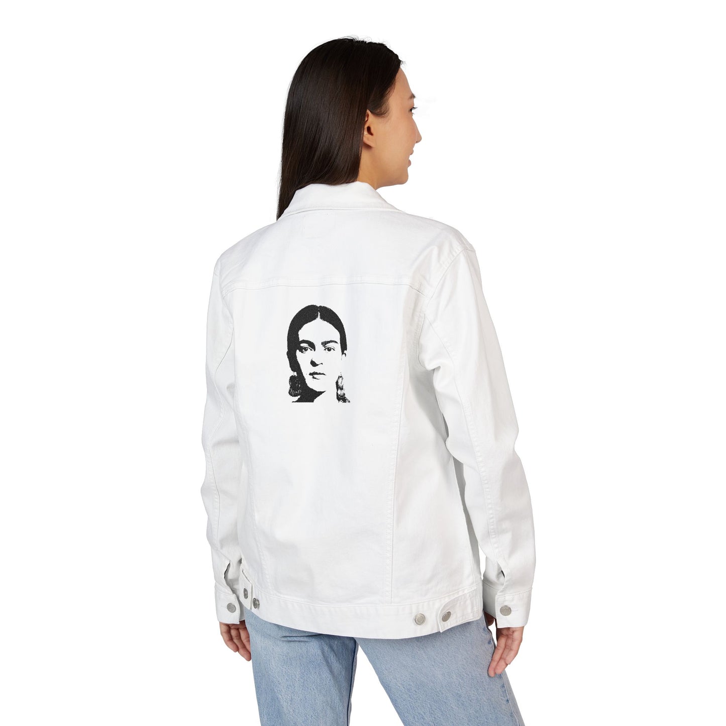 Frida Kahlo Unisex Embroidered Denim Jacket, Trendy Casual Wear, Gift Idea for Fashion Lovers, Customizable Outerwear, Perfect for Everyday Wear