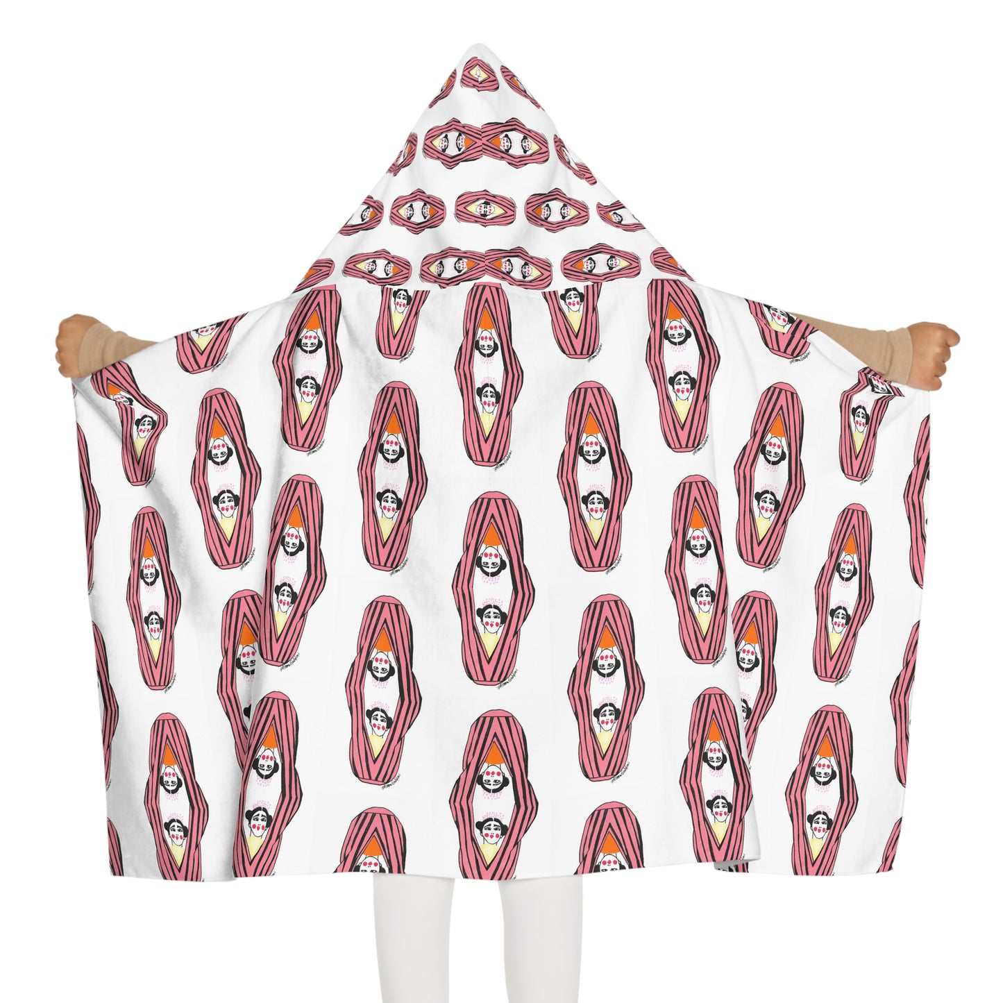 Fridinhas  Pattern Kids Hooded Towel – Pink Seashell Swim Cover-Up for Pool & Beach