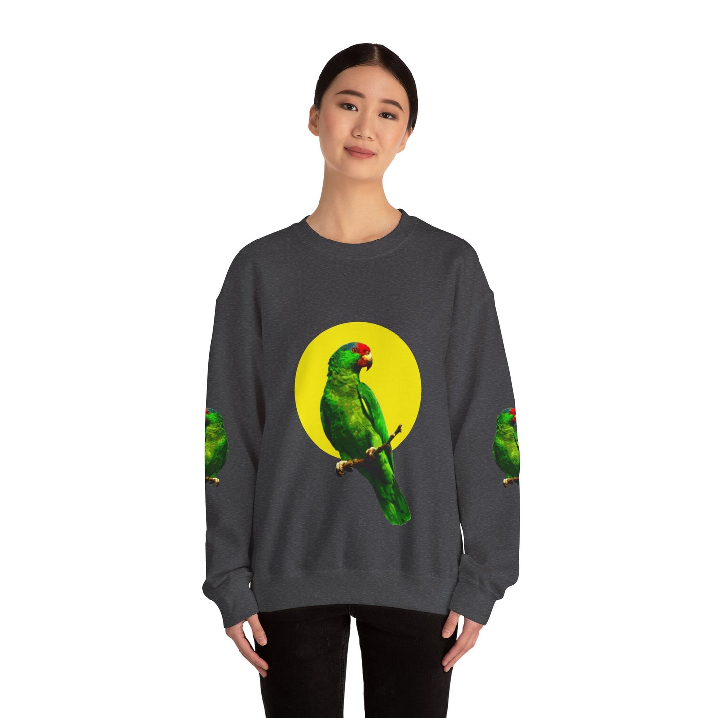 Vibrant Parrot Sweatshirt, Colorful Bird Apparel, Nature Lover Gift, Animal Print Crewneck, Casual Wear, Eco-Friendly Fashion